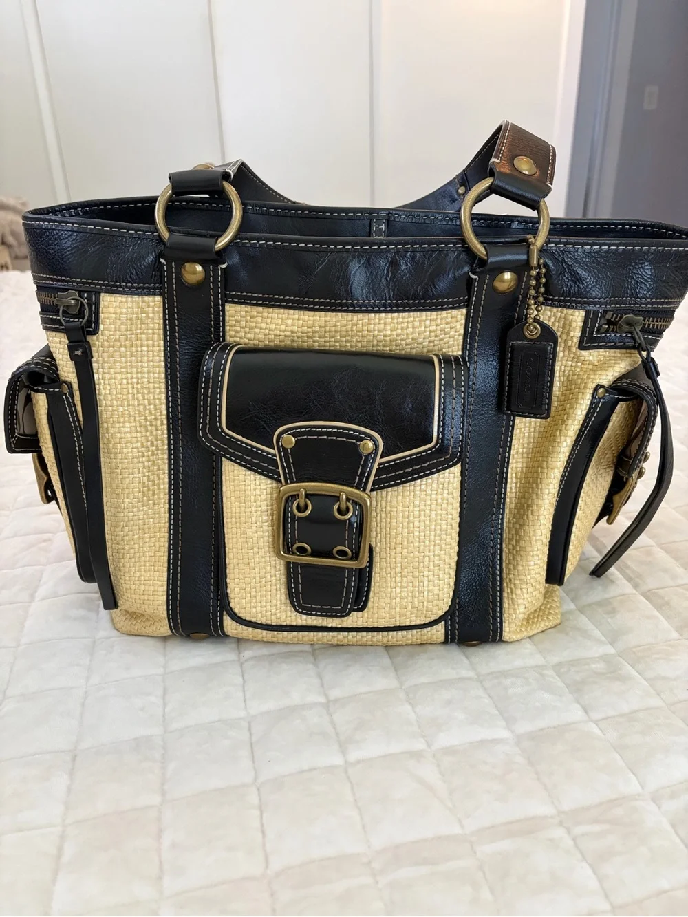 Coach Legacy Straw Tote Bag